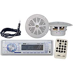 Pyle Marine AM/FM MPX Radio SD/USB Player and Dual Cone Speakers Set