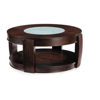 Ino Wood and Glass Round Cocktail Table   15380183  