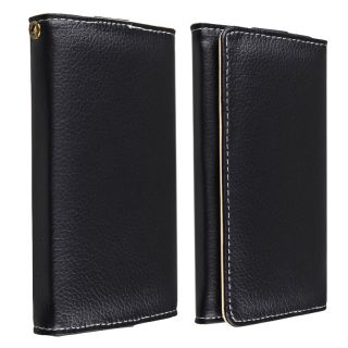 INSTEN Black Universal Leather Wallet Phone Case Cover for Cell Phone