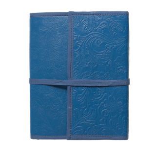 Sitara Handmade 80 page Indigo blue Engraved Cruelty free Leather