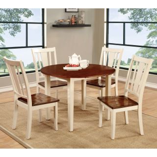 Furniture of America Lohman 5 Piece Dual Tone Dining Table Set   Kitchen & Dining Table Sets