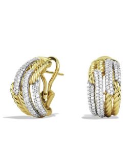 David Yurman Labyrinth Double Loop Earrings with Diamonds in Gold