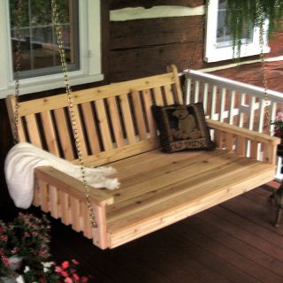 A & L Furniture Western Red Cedar Traditional English Cedar Swing Bed   Porch Swings