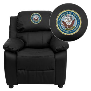 Flash Furniture Americas Navy Leather Kids Recliner with Storage Arms