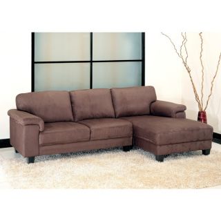 Abbyson Living Capri Dark Brown Microsuede Sectional Sofa  