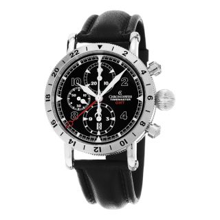 Chronoswiss Mens CH 6233 BK TimeMaster Black Dial Charcoal Leather
