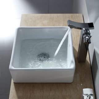 Bathroom Combos Square Ceramic Bathroom Sink with Single Handle Single