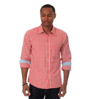 Filthy Etiquette Mens Gingham Plaid Shirt in Red