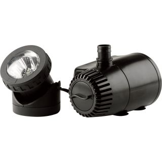 Pond Boss Low Water Shutoff Fountain Pump and Light — Fits 1/2in. Tubing, 140 GPH, 3ft.6in. Max. Lift, Model# PF185ASL  Pond Pumps