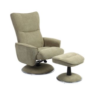Comfort Avocado Bonded Leather Recliner Chair and Ottoman Set
