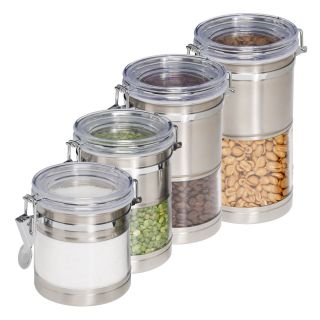 Honey Can Do Stainless & Acrylic Canisters   4 Pack   Food Storage