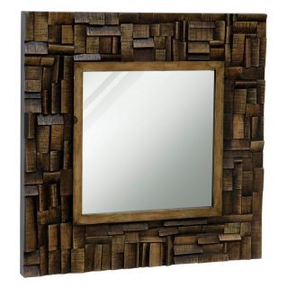 Square Wooden Rustic Wall Mirror   24W x 24H in.