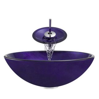 The MR Direct Purple Tempered Glass Bathroom Vessel Sink/ Faucet