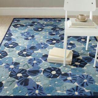 Martha Stewart Poppy Field Azurite Blue Wool/ Viscose Rug (26 x 43