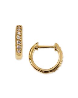 JudeFrances Jewelry Small 18K Gold Hoop Earrings with Diamonds, 11mm