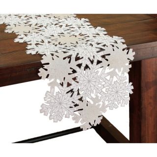Xia Home Fashions Shimmer Snowflake Embroidered Cutwork Table Runner