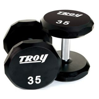 Troy Barbell 12 Sided Urethane Encased Dumbbell Set with Chrome Straight Handle   5 50 lbs.   Dumbbells