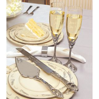 Cathys Concepts 4 Piece Champagne Flutes and Cake Server Set in Satin