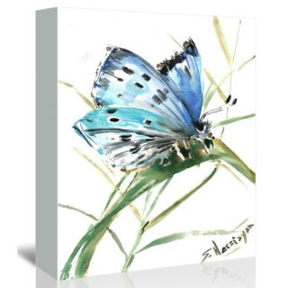 Americanflat Blue Butterfly 3 Painting Print on Gallery Wrapped Canvas