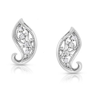 Eloquence Sterling Silver White Diamond Accent Motif Earrings