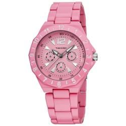 Vernier Womens Pink Sports Faux Chrono Bracelet Watch  