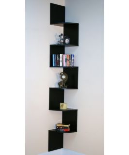 Premier 6 Shelf Corner Bookcase   Black