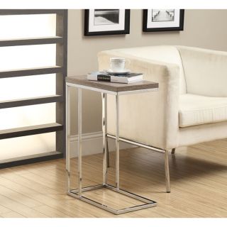 Dark Taupe Reclaimed Look Chrome Metal Accent Table  