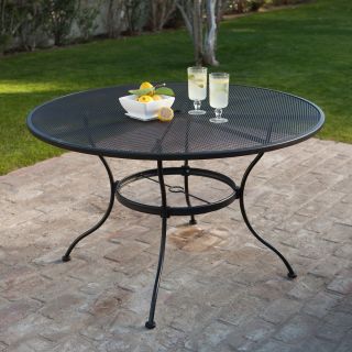 Woodard Stanton 48 in. Round Wrought Iron Patio Dining Table   Textured Black   Patio Dining Tables