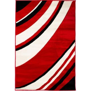 Hand carved Waves Modern Red/ Black Area Rug (33 x 5)  