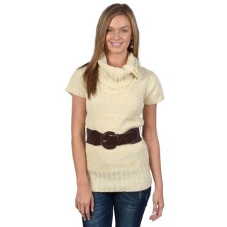 Ci Sono by Adi Juniors Cowl Neck Short sleeve Belt Sweater Tunic