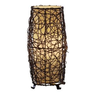 light Aged Bronze Finish Faux Rattan Table Lamp