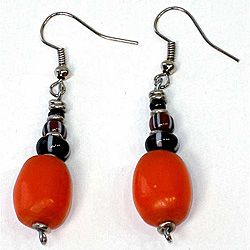 Handcrafted Orange Resin Bead Earrings (Kenya)   Shopping