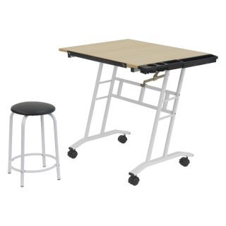 Studio Designs Studio Craft Center in White / Maple 13240   Drafting & Drawing Tables