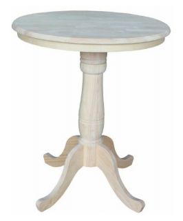 International Concepts Unfinished Hollow Creek Counter Height Round Pedestal Dining Table   Kitchen & Dining Room Tables