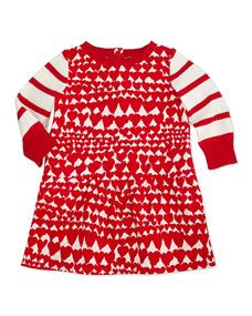 Stella McCartney Heart Print Corduroy Dress, Red, 3 24 Months