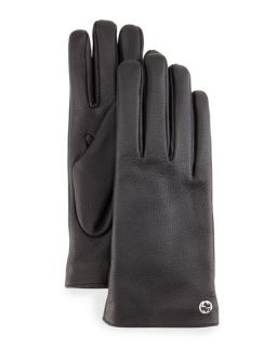 Gucci Mens Leather Gloves, Black