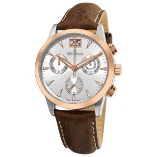 Grovana Mens 1722.9552 Brown Leather Strap Chronograph Quartz Watch