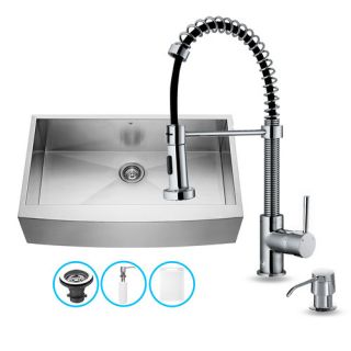 Vigo 36 x 22.25 Farmhouse Single Bowl Kitchen Sink with Faucet and
