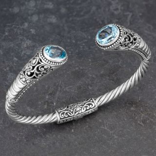 Blue Topaz Sterling Silver Balinese Gust Cuff Bracelet (Indonesia