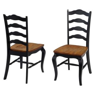 Home Styles The French Countryside Oak and Rubbed Black Dining Chairs   Set of 2