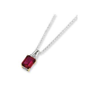 Jewelryweb Sterling Silver and 14K Crimson Red Topaz and Diamond