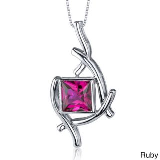 Oravo Sterling Silver Princess cut Gemstone Abstract Necklace