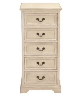 Wooden 5 Drawer Lingerie Chest   Antique White   Dressers