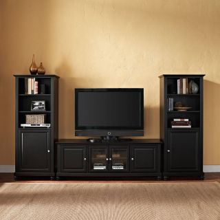 Crosley Cambridge 60 in. Low Profile TV Stand and Two 60 in. Media Piers   Entertainment Centers