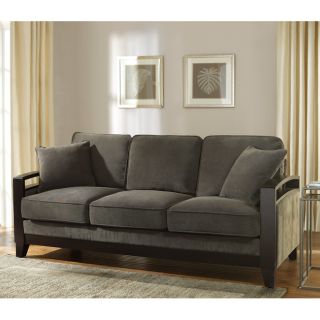 New Haven Charcoal Wood Arm Sofa  ™ Shopping   Great Deals