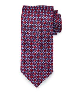 Brioni Textured Basketweave Silk Tie, Red