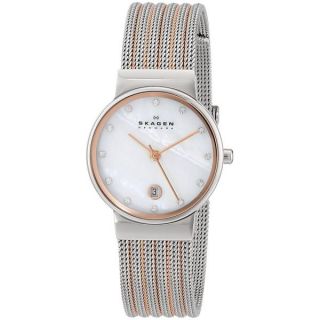 Skagen Womens 355SSRS Two Tone Stainless Steel Analog Quartz Watch