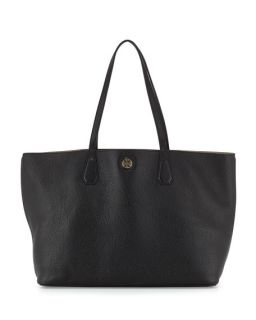 Tory Burch Perry Leather Tote Bag, Black/Beige