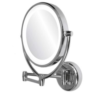 Ovente Dimmable 1x/10 Lighted Brushed Chrome Round Wall Mirror