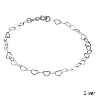 Sterling Essentials Silver 7 inch Heart Link Bracelet  